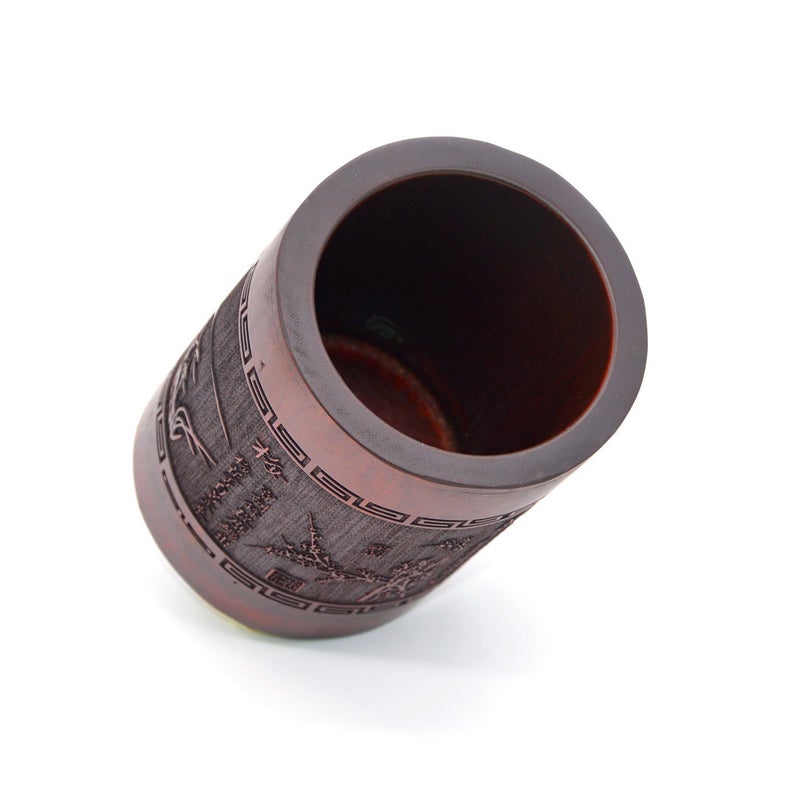 Medifier Vintage Chinese Bamboo Wood Desk Pen Pencil Cup Holder (plum blossoms, orchid, bamboo and chrysanthemum) - Image 5